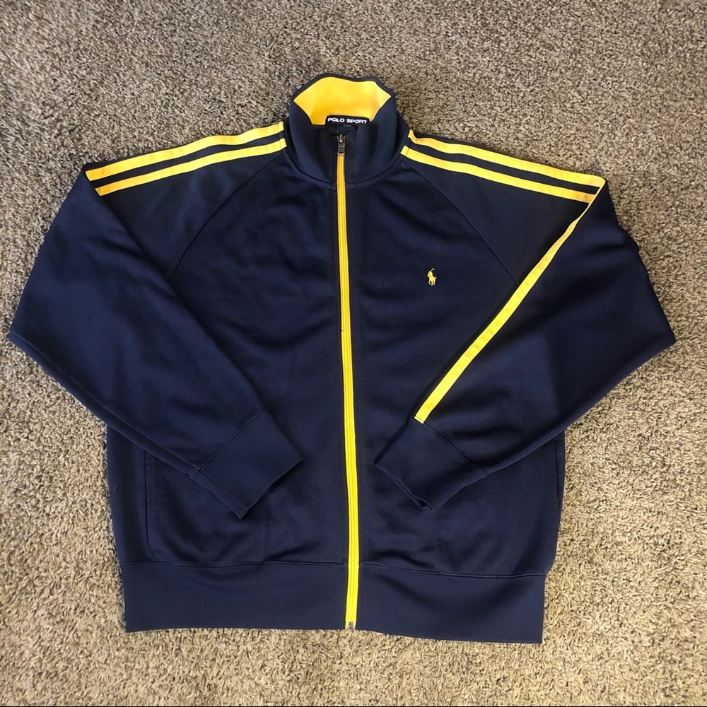 Polo by Ralph Lauren Navy and Yellow Zip Up Sweater